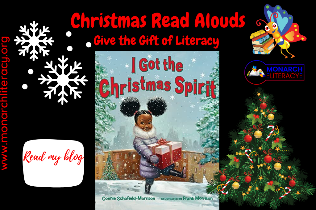 a black girl with a christmas box and christmas tree on the cover of a best christmas read alouds