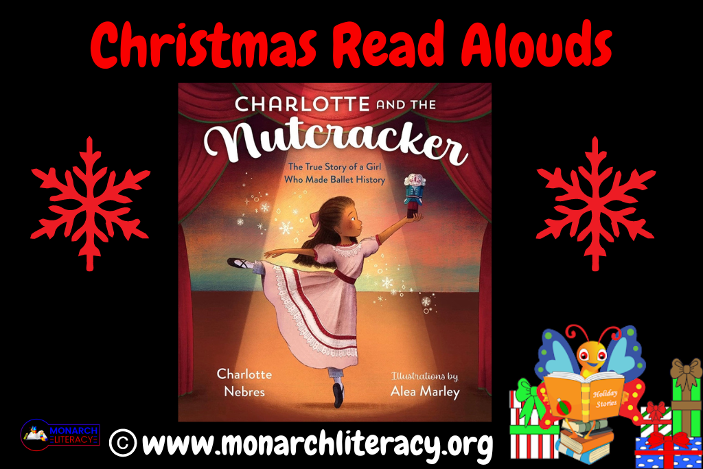 Christmas Read Alouds book featuring agir ballet dancer black books character holding a nutcracker