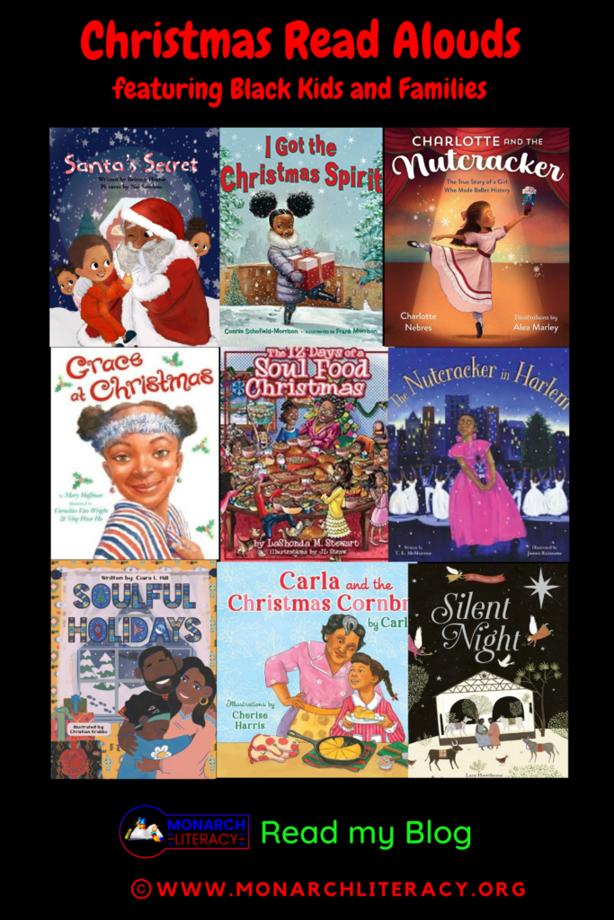 Picture books read aloud covers with African American Children and families displayed